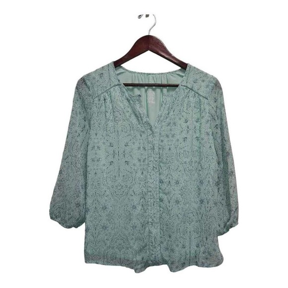 Beautiful mint green blouse by St. Johns Bay.  Size Petite Small - Picture 1 of 4